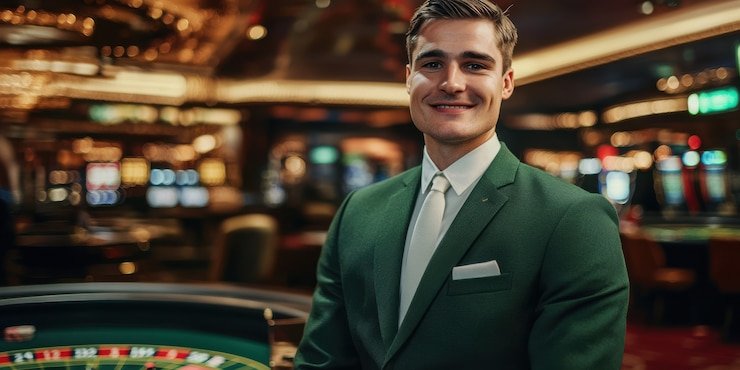 Studio kasino langsung Grand Slam dengan dealer profesional di meja roulette dan blackjack